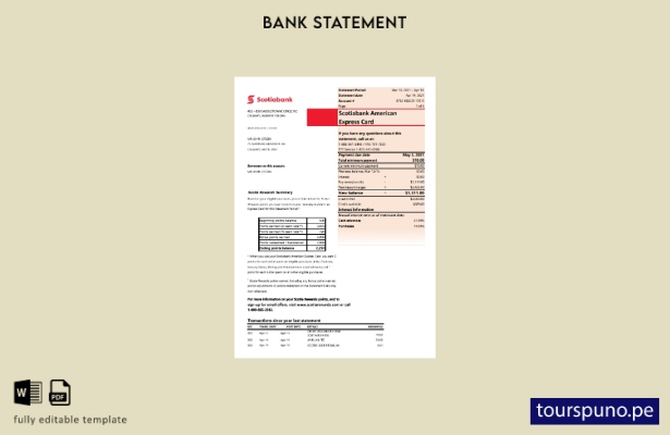 listo para imprimir plantilla de word   extracto bancario de Scotiabank de Canad